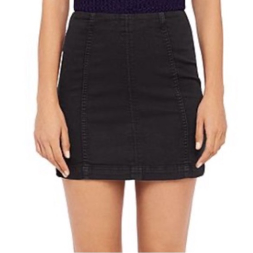 Free People Modern Femme Black Denim Skirt, 8